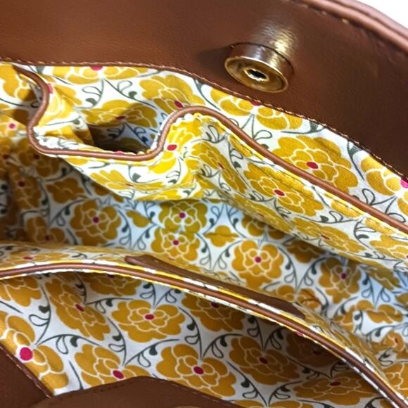 Emma Fox Leather Designer Purse  BROWN w GOLD Chain Strap Fancy Business $200 - Picture 5 of 15